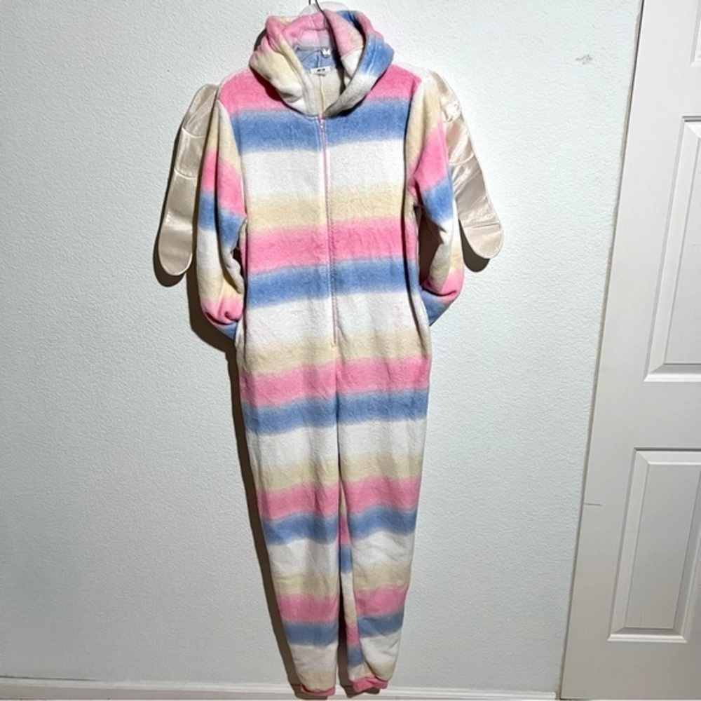 Ardene Rainbow Ultra Plush Fleece Thermal Hooded Unicorn Onesie Large